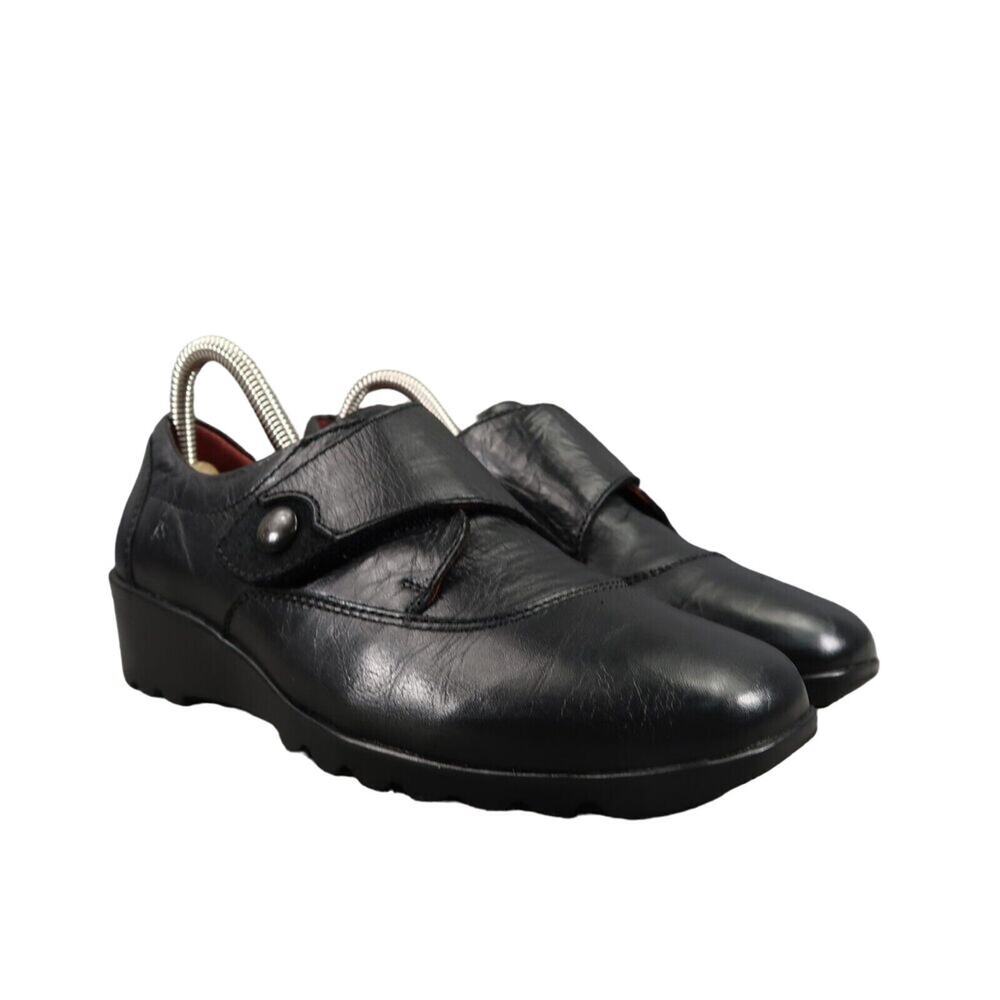 Josef Seibel Shoes Women 37 Comfort Loafer Oxford Wedge Monk Strap Leather Black